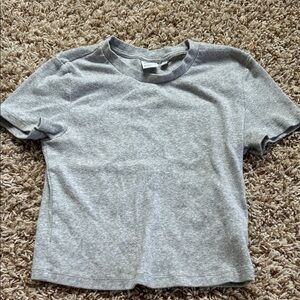 TNA Heather Gray Ribbed Short Sleeve Tee